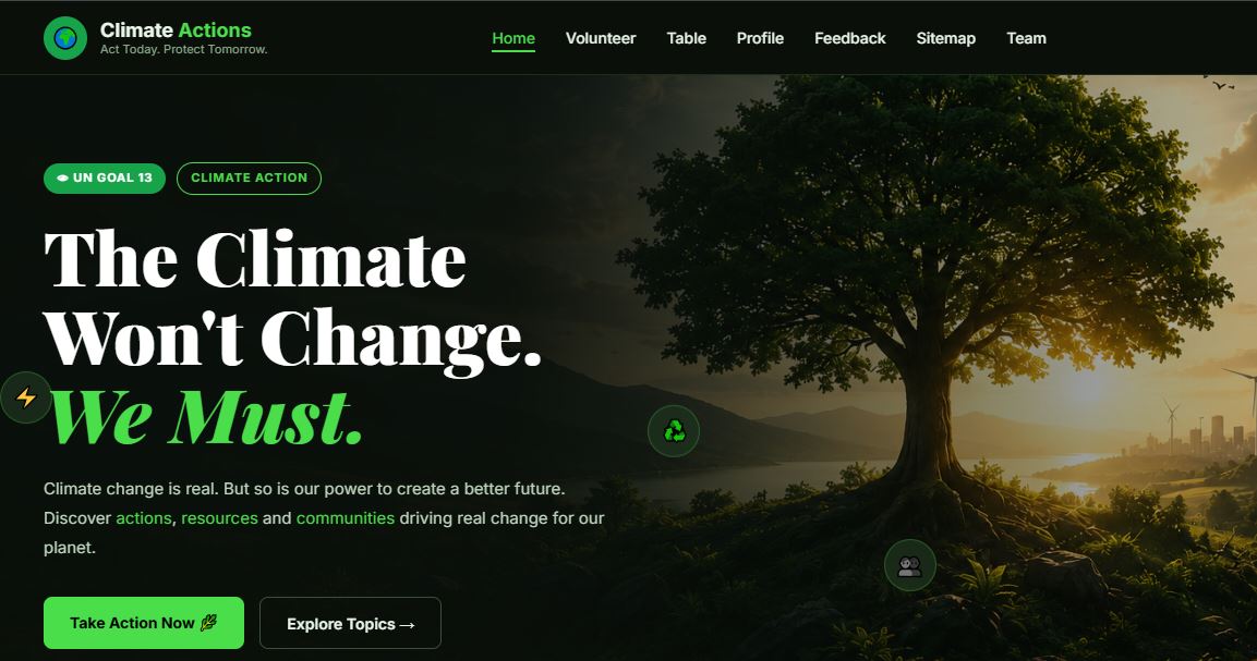 Climate Action Awareness Website preview