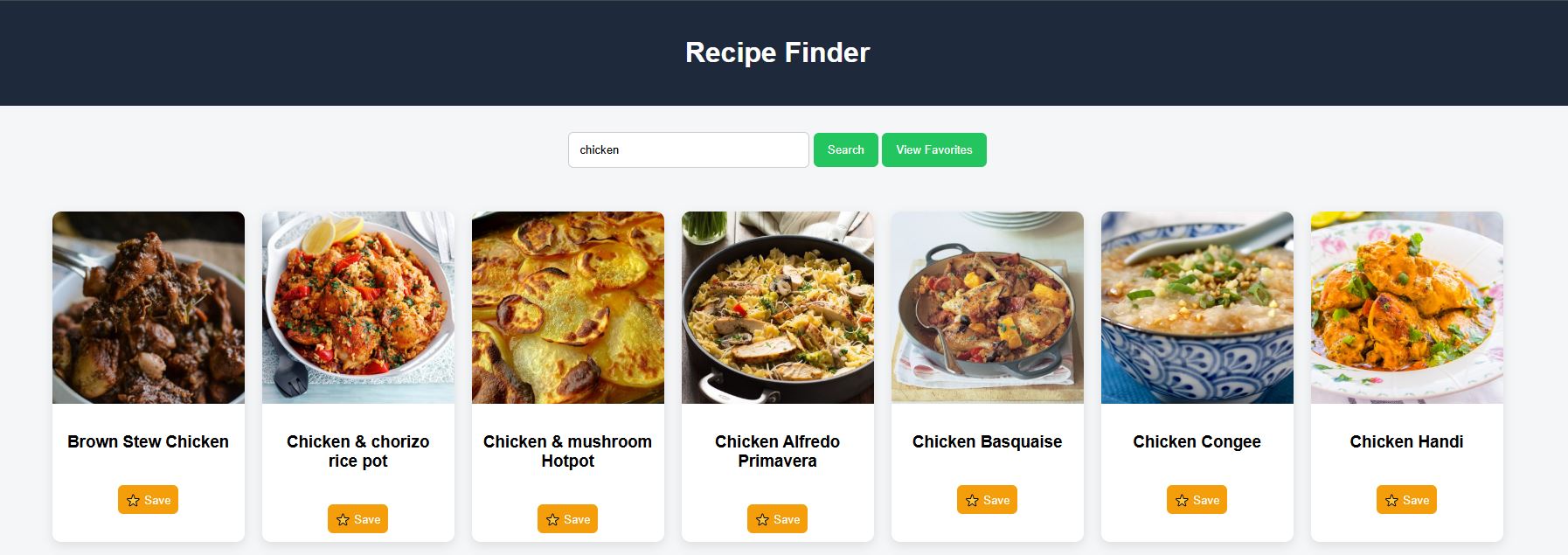 Recipe Finder Web Application preview
